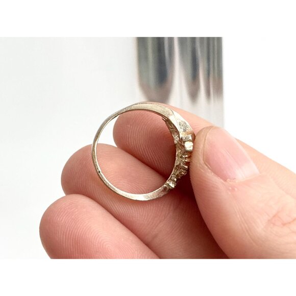 Multi Heart Shaped Hand Carved Love Sterling Silver 925 Vintage Ring - sz 6 - Picture 8 of 14